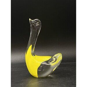 Yellow Goose Hand Blown Glass Paper Weight Murano Style